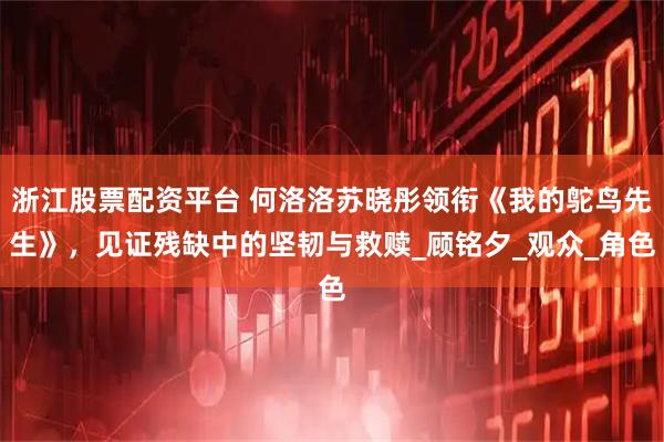 浙江股票配资平台 何洛洛苏晓彤领衔《我的鸵鸟先生》，见证残缺中的坚韧与救赎_顾铭夕_观众_角色